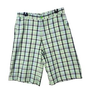 Red Ape‎ Plaid Shorts Mens Large Green White Black Y2K Skater Relaxed Vintage